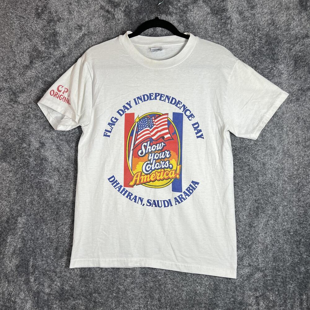 Hanes Shirt Mens S White Heavyweight Preshrunk Independence Day Graphic